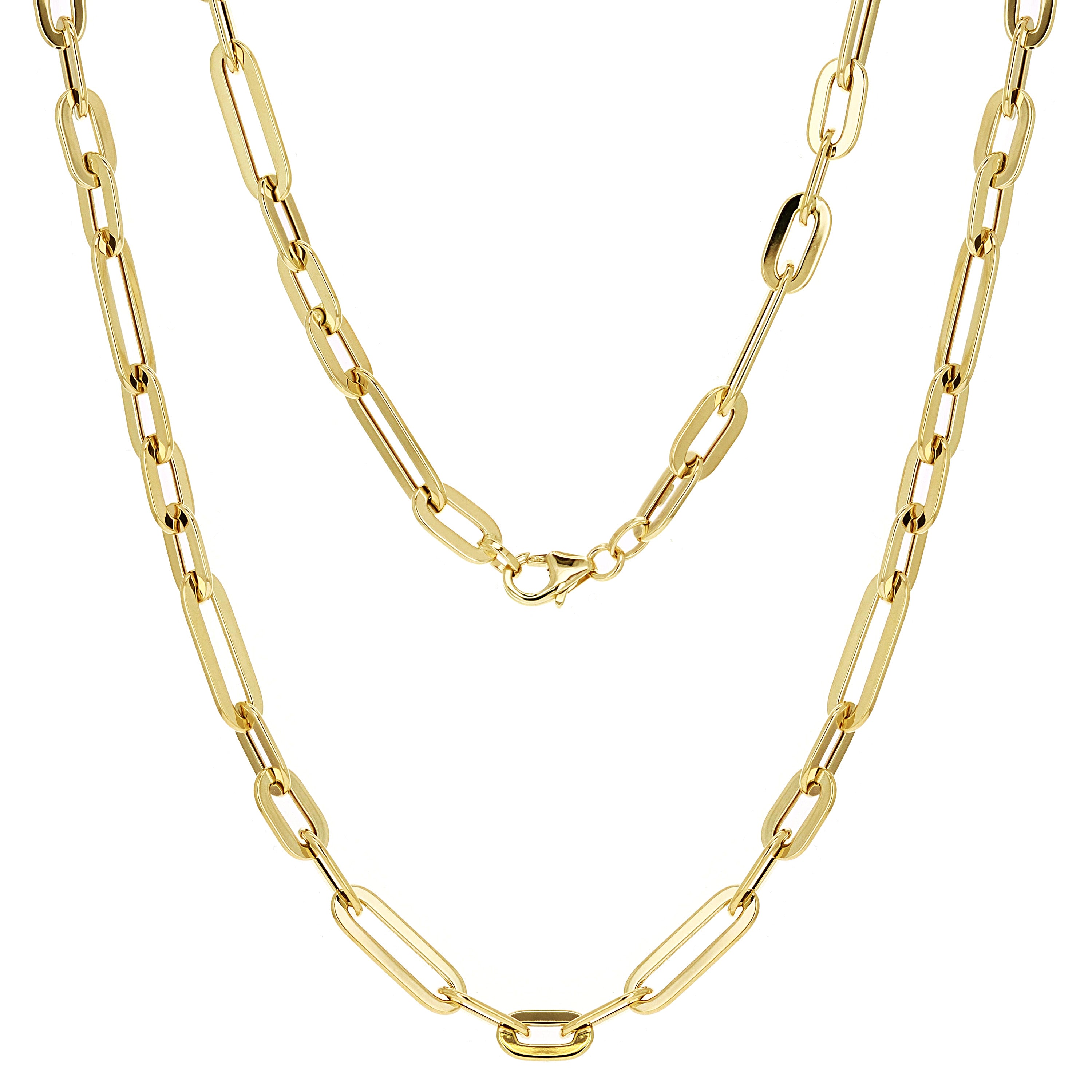Italian 14k Yellow Gold Paper Clip Link Chain Necklace 18" 5.8mm 10.3 grams