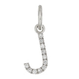 14k White Gold Diamond Initial Letter J Charm Pendant - Letter J,White