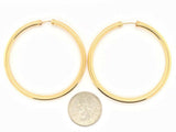 925 Sterling Silver Gold Plated Hoop Loop Hollow Earrings 2.25" 3.75mm 8 grams