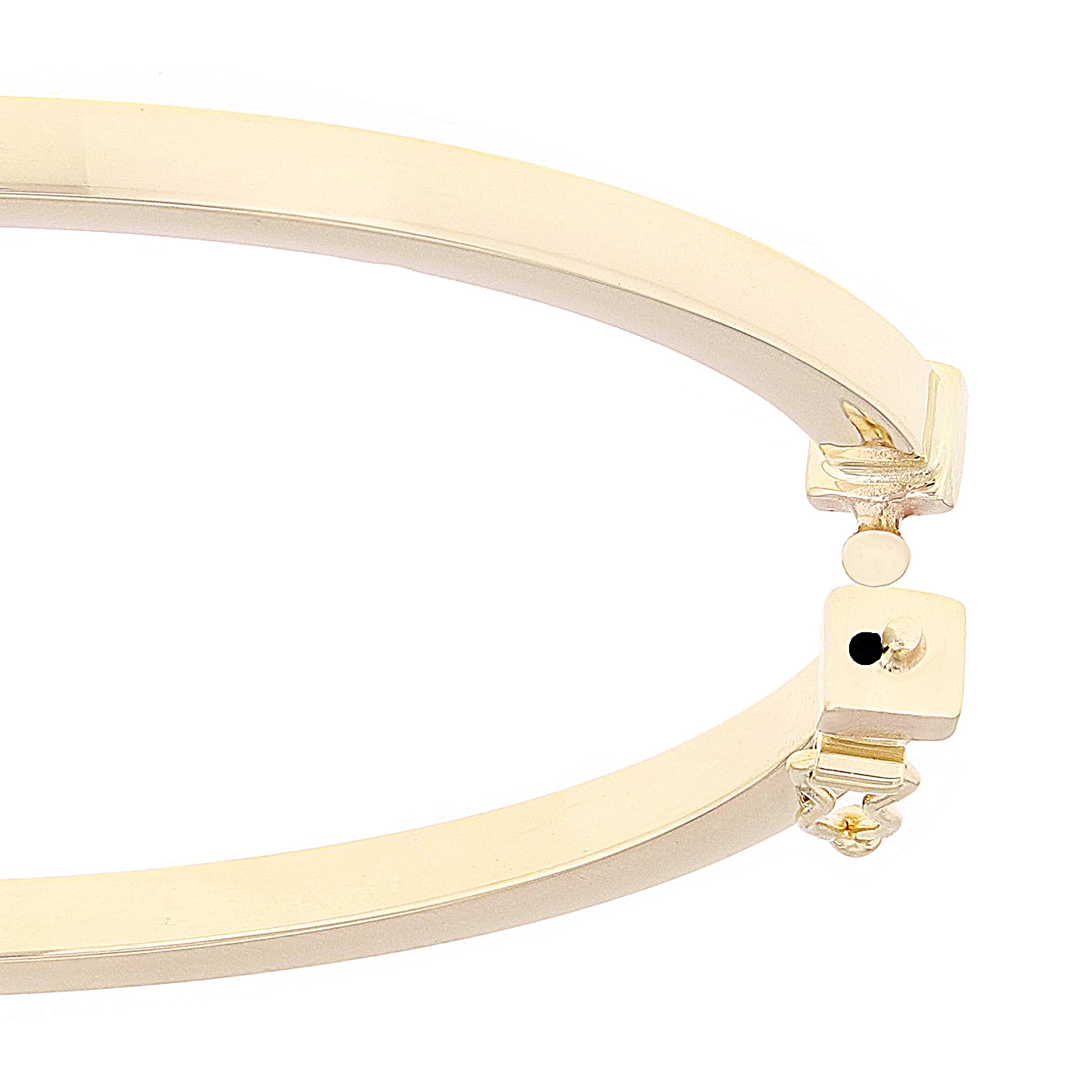 Italian 14k Yellow Gold Polished Oval Hollow Tube Bangle Bracelet 3mm