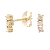 14k Yellow Gold 0.30ctw Diamond 3-Stone Stick Stud Earrings