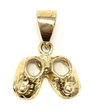 14k Yellow Gold Solid Newborn Infant Bootie Baby Shoes Charm Pendant 1 gram