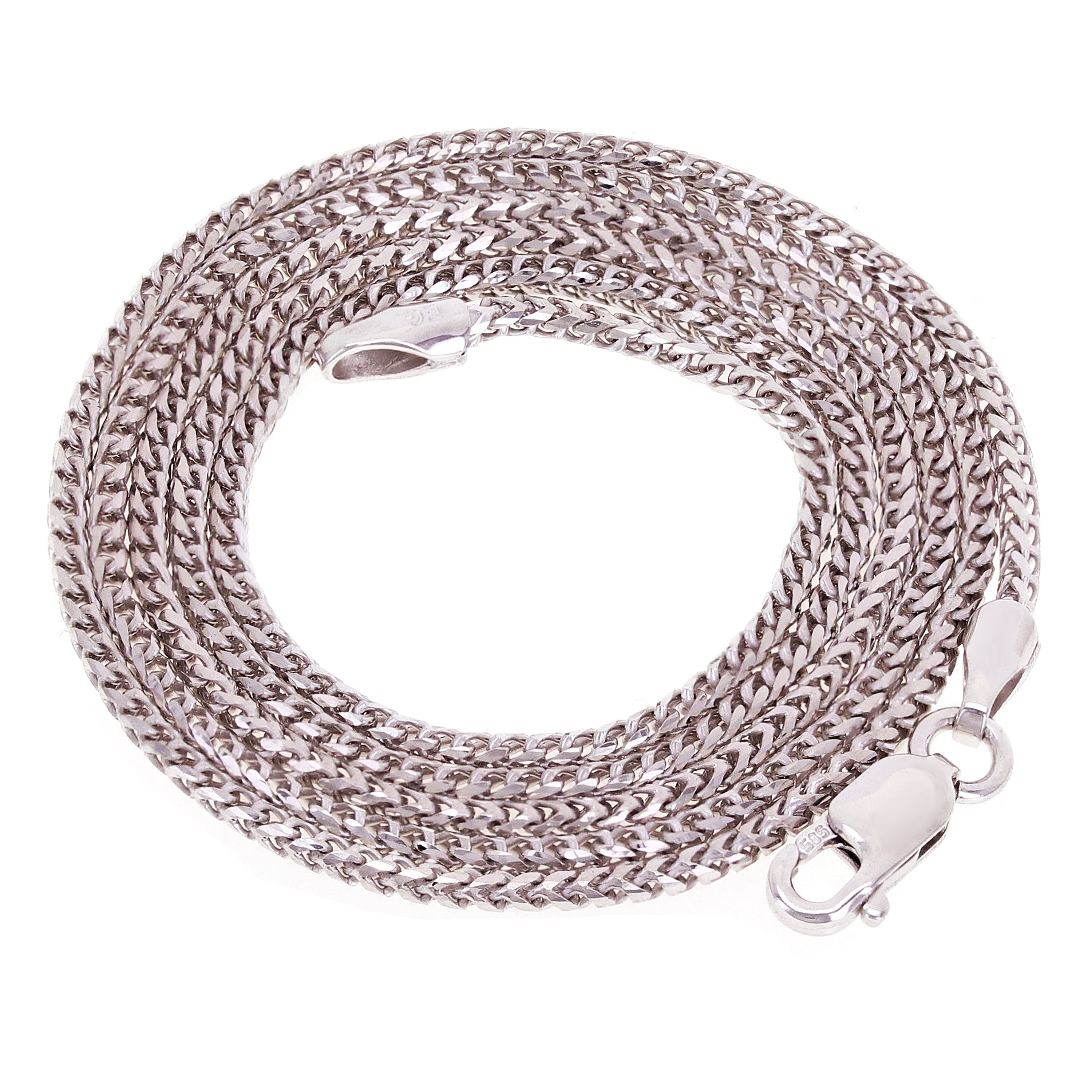 Italian 14k White Gold Solid Diamond Cut Franco Chain Necklace 1.3mm 18" - 24"