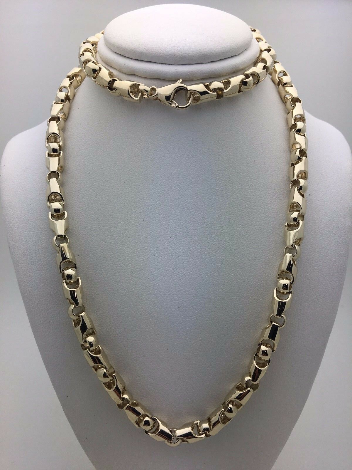 10k Yellow Gold Solid Heavy Bullet Style Chain Necklace 26" 6mm 83 grams