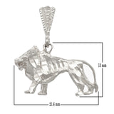 14k White Gold Diamond Cut Lion Charm Pendant 3.6 grams - White
