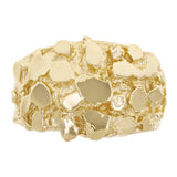 10k Yellow Gold Nugget Ring Band 13.2mm Sizes 4-12 - Ring Size 7