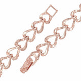 14k Rose Gold Solid Plain & Nugget Heart Link Bracelet 8.6mm 7" 13 grams - Rose,7"