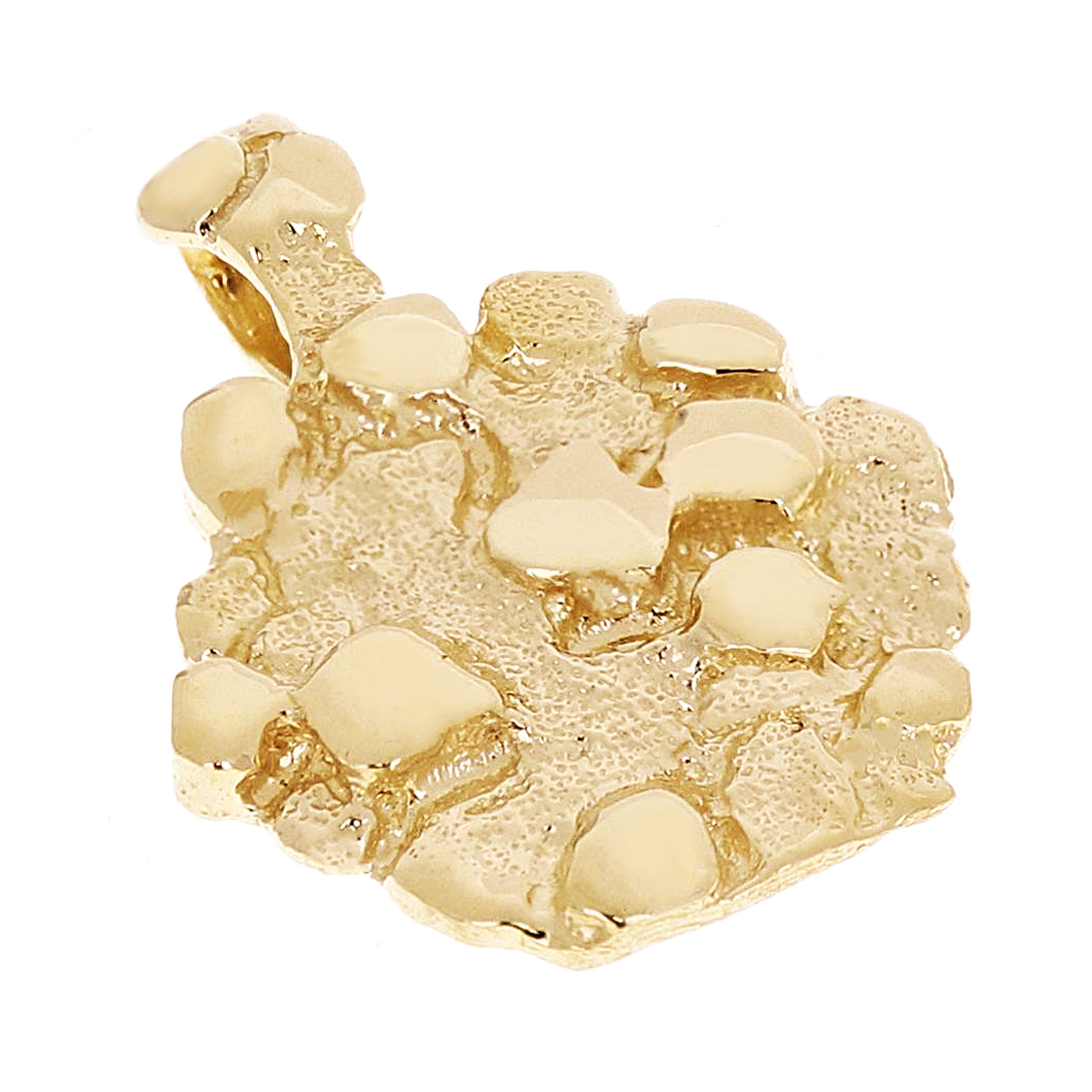 14k Yellow Gold Solid Hexagon Nugget Charm Pendant 1" 5.4 grams