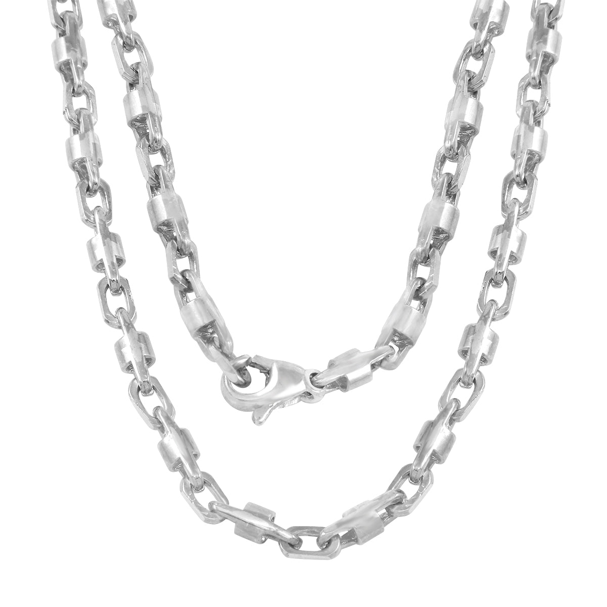 14k White Gold Handmade Fashion Link Necklace 18" 4.5mm 28.8grams