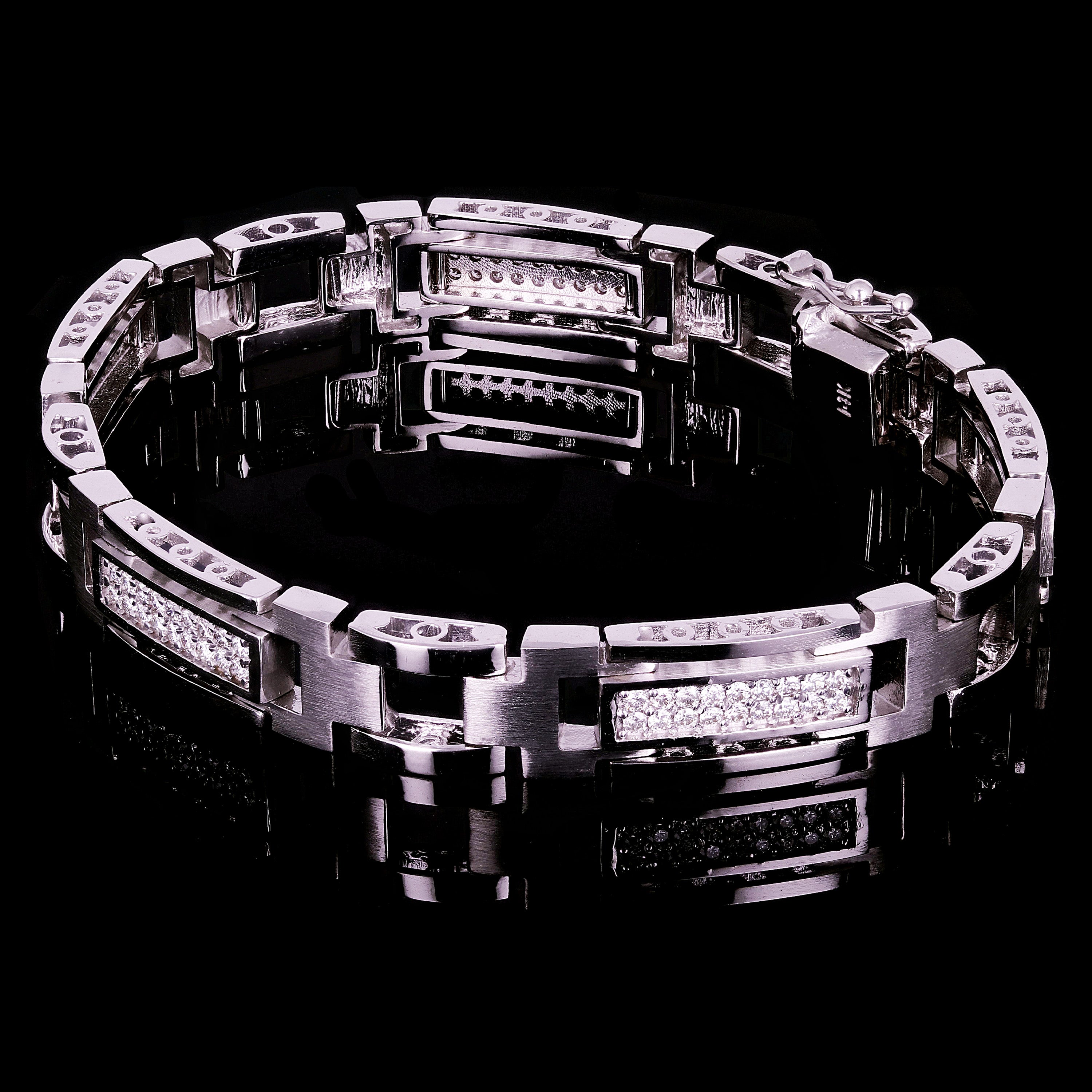 Men's 14k White Gold 1.49ctw Diamond Watch Link Bracelet 8" 9.8mm 38 grams - White  8"  9.8mm  1.49ctw  38grams