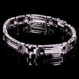 Men's 14k White Gold 1.49ctw Diamond Watch Link Bracelet 8" 9.8mm 38 grams - White  8"  9.8mm  1.49ctw  38grams