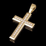 14k Yellow Gold 0.52ctw Outline Diamond Cross Charm Pendant 1.6" 6.9 grams