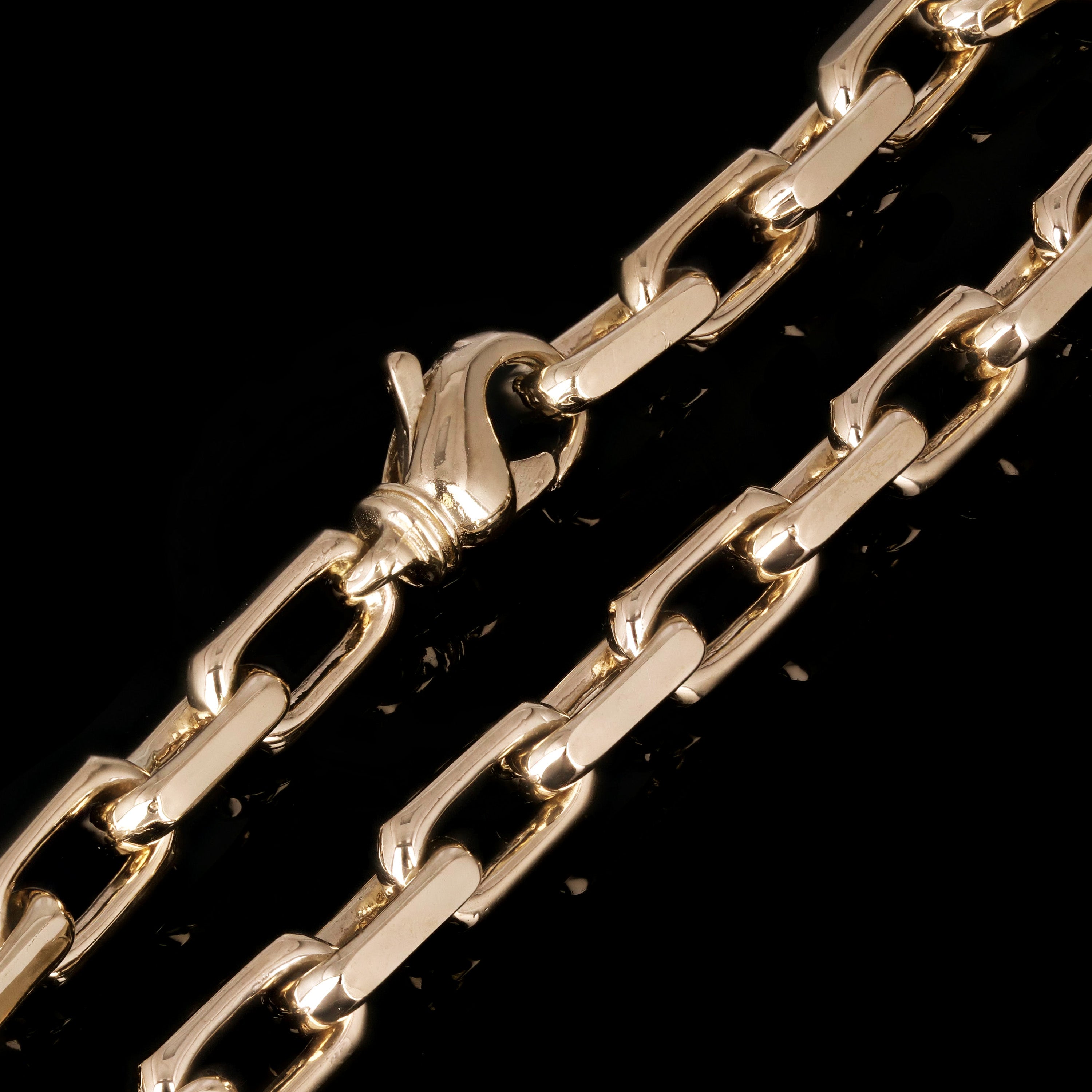 14k Yellow Gold Solid Handmade Rectangle Link Chain Necklace 20" - 28" 7mm