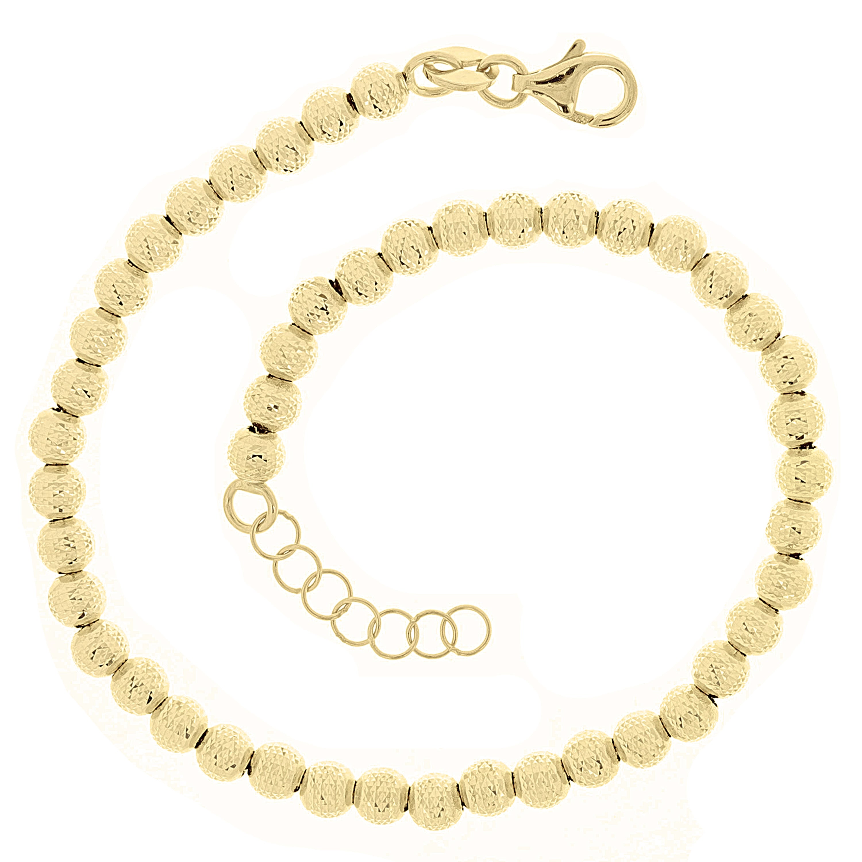 Italian 14k Yellow Gold Bracelet Diamond Cut Ball Bead Bracelet 8" 4mm 4.5 grams