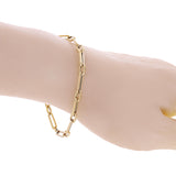 Italian 14k Yellow Gold Hollow Paper Clip Link Chain Bracelet 7.5" 4.3mm 2.8grams - 7.5" 4.15mm