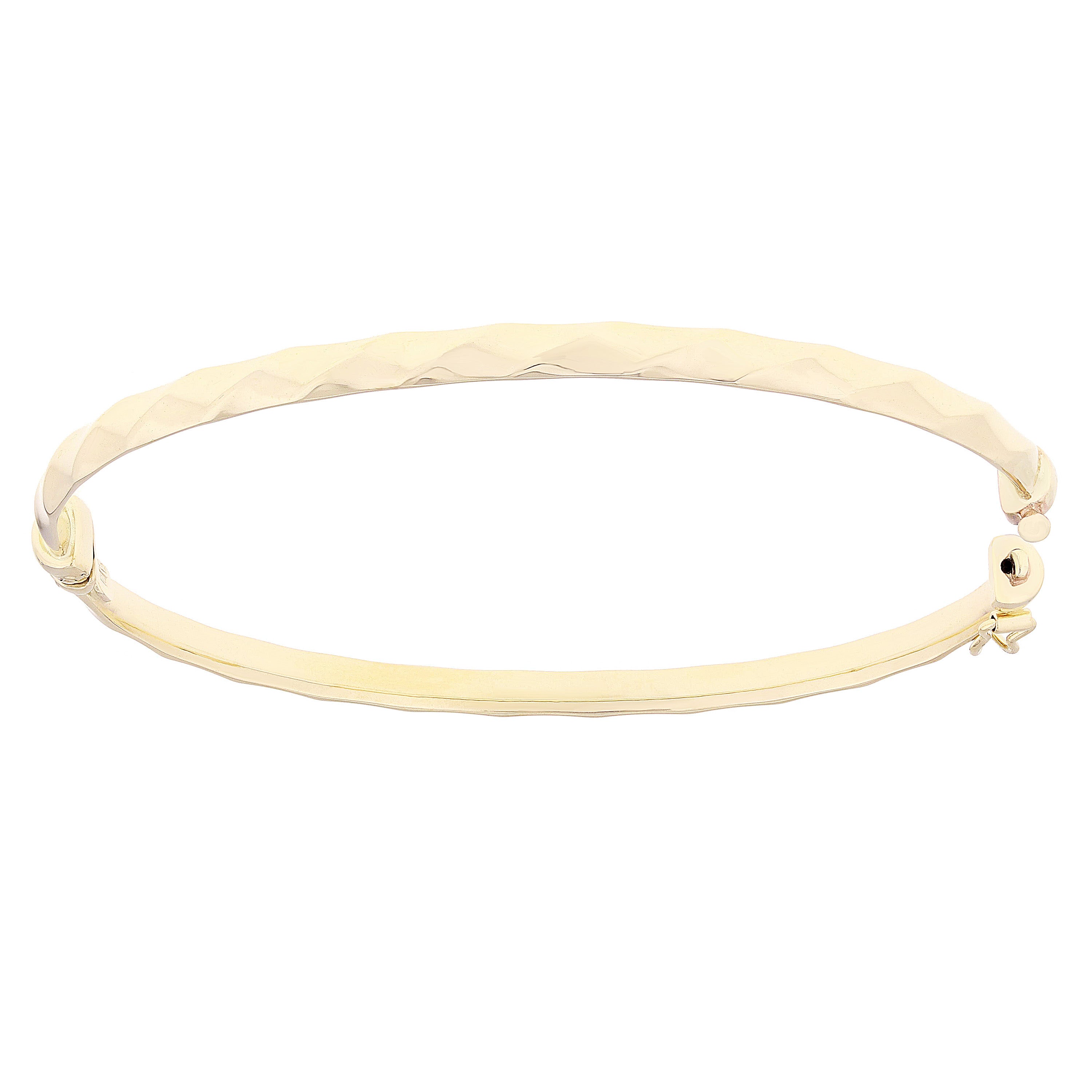 Italian 14k Yellow Gold Rope Design Hollow Oval Bangle Bracelet