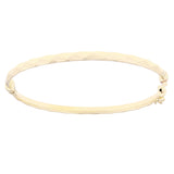 Italian 14k Yellow Gold Rope Design Hollow Oval Bangle Bracelet