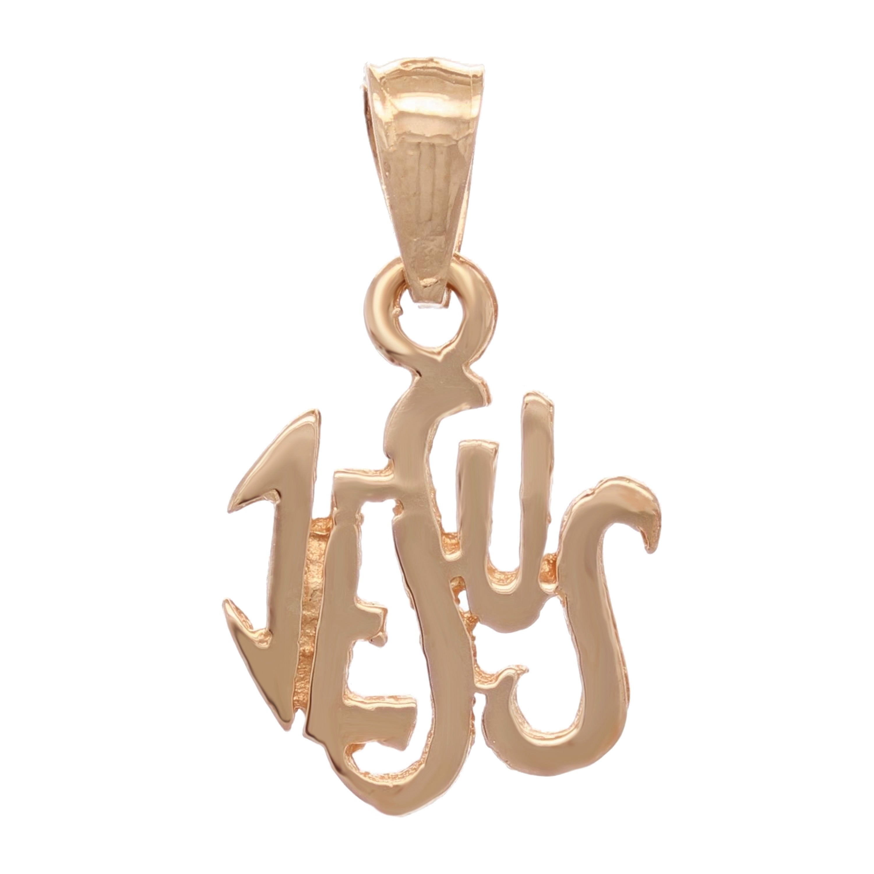 14k Rose Gold JESUS Charm Pendant 1 gram - Rose