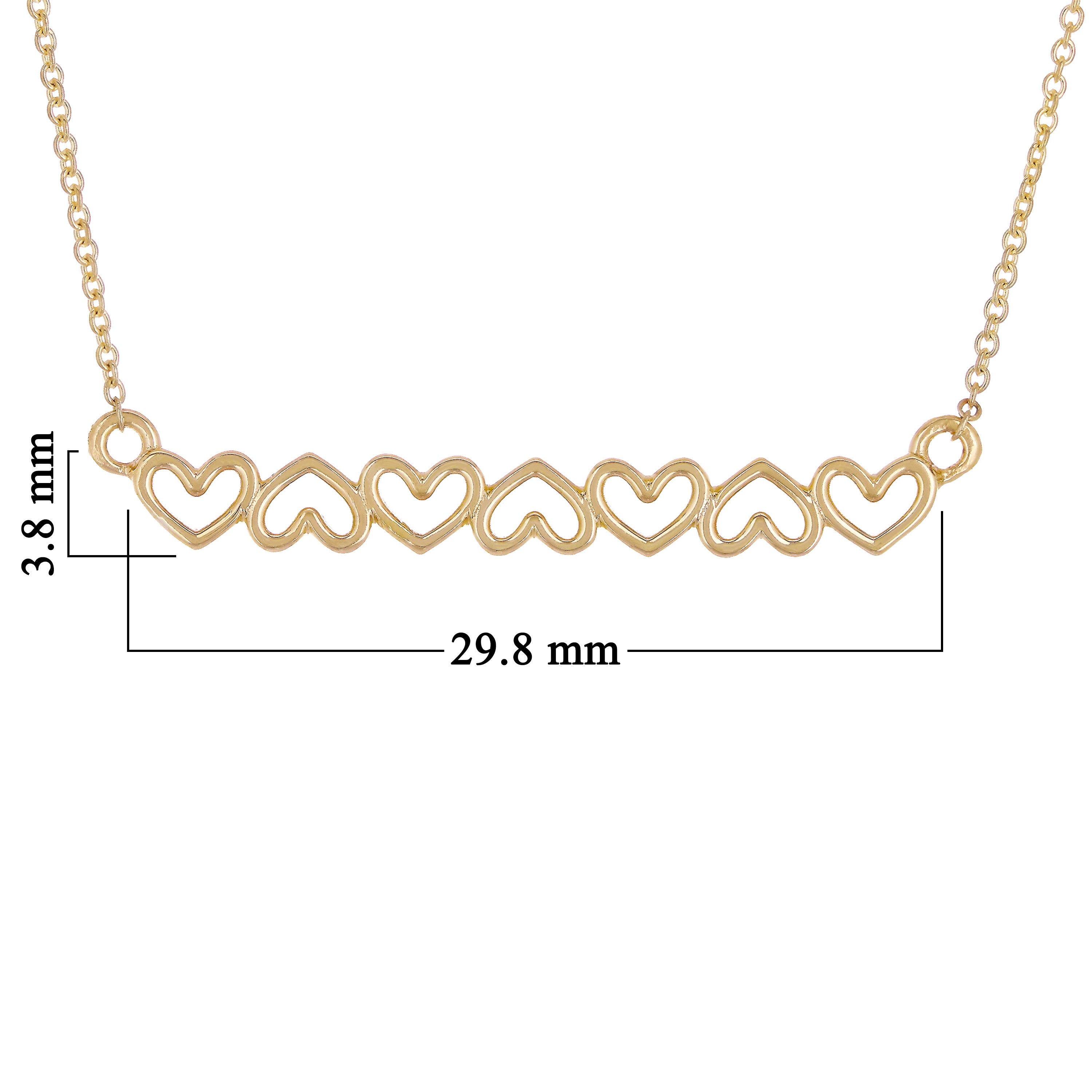 14k Yellow Gold Open Hearts Bar Necklace 20" 2.6 grams - Yellow,20"