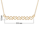14k Yellow Gold Open Hearts Bar Necklace 20" 2.6 grams - Yellow,20"