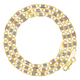 Italian 14k Tri-Color Gold Diamond Cut Valentino Chain Necklace 18" 3.3mm 7 grams - 18" 7 grams