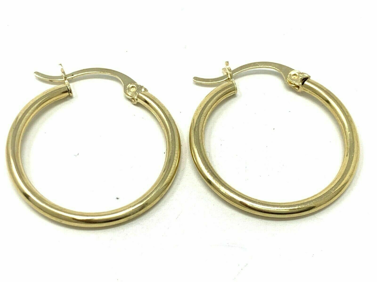 14k Yellow Gold Women's Hollow 1" inch Round Hoop Loop Earrings 2mm 1.7 grams