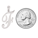 14k White Gold Initial Letter F Alphabet Charm Pendant - Letter F,White