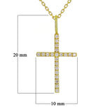 14k Yellow Gold Diamond Cross Pendant Necklace 18" - Yellow