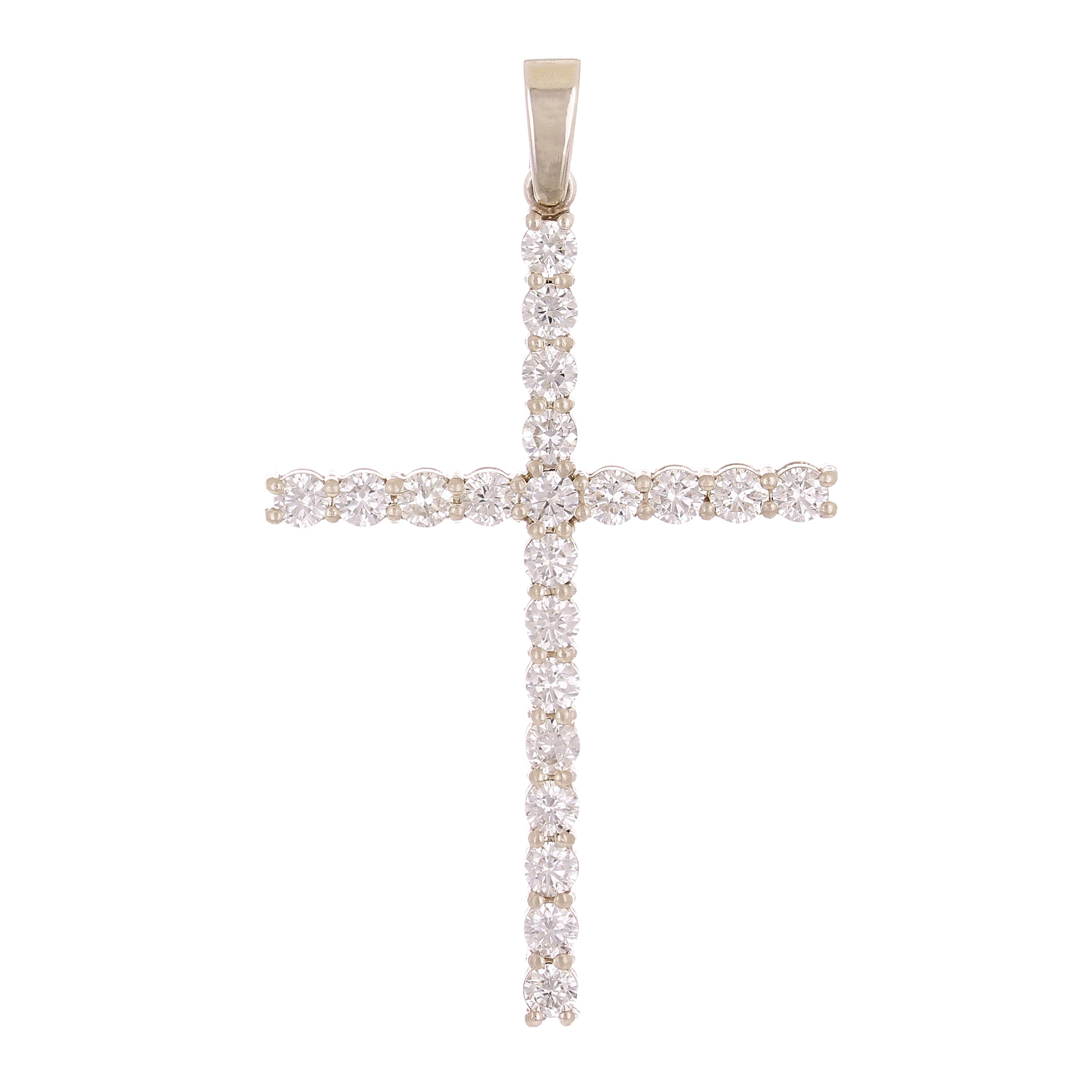 14k White Gold 1.76ctw Diamond Cross Pendant 1.9" 3.8 grams