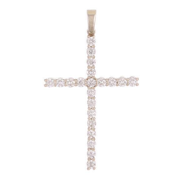 14k White Gold 1.76ctw Diamond Cross Pendant 1.9