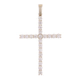 14k White Gold 1.76ctw Diamond Cross Pendant 1.9" 3.8 grams
