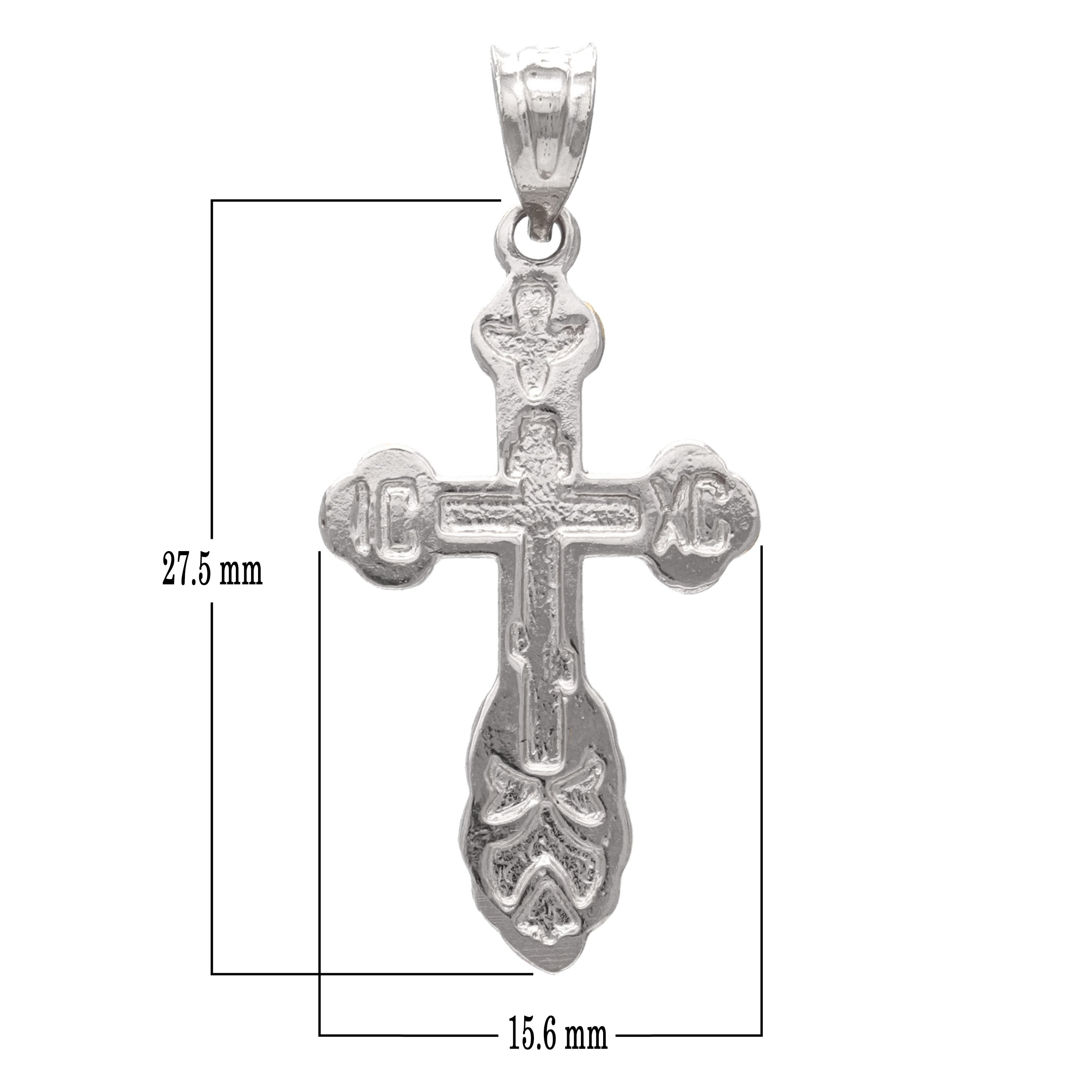 14k White Gold The Saint Xenia Orthodox Cross Charm Pendant 1.3" 2.1 grams - White