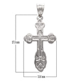 14k White Gold The Saint Xenia Orthodox Cross Charm Pendant 1.3" 2.1 grams - White