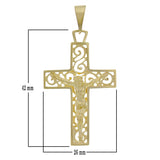 14k Yellow Gold Filigree Crucifix Cross Religious Charm Pendant 2" 5 grams - Yellow