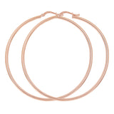 Italian 14k Rose Gold High Polished Plain 2mm Hollow Hoop Earrings 2.3" 3.4grams - Rose,Size 2.3" 3.4 grams