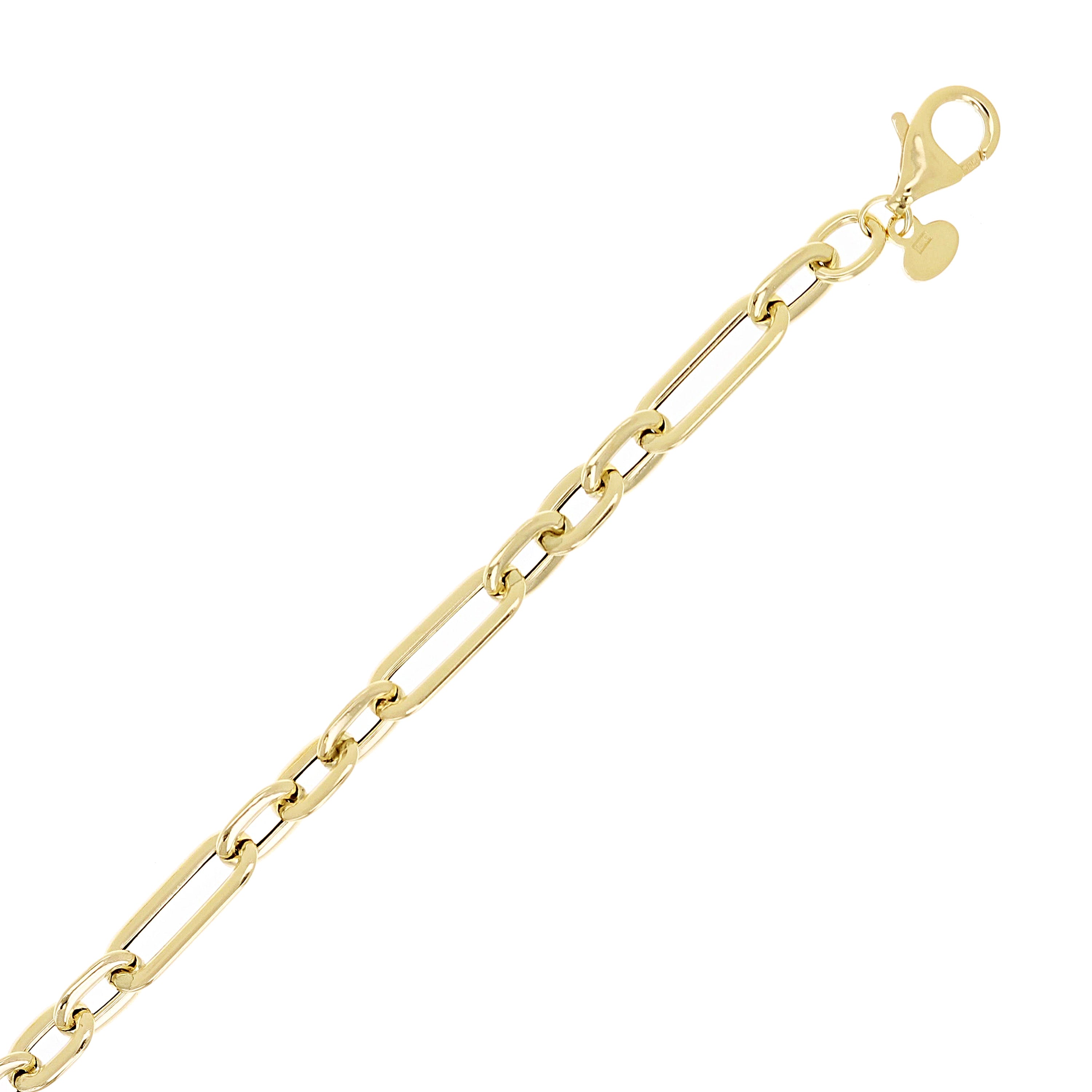 Italian 14k Yellow Gold Paper Clip Link Chain Bracelet 7.75" 5mm 2 grams