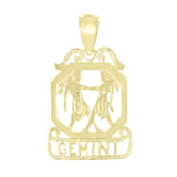 14k Yellow Gold Diamond Zodiac Sign Gemini Pendant - Gemini,Yellow