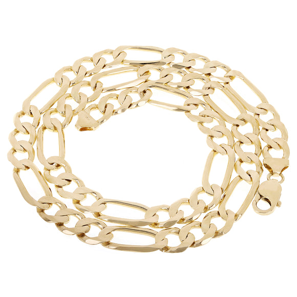 Men's 14k Yellow Gold Solid Figaro Chain Necklace 20