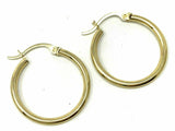 14k Yellow Gold Women's Hollow 1" inch Round Hoop Loop Earrings 2mm 1.7 grams