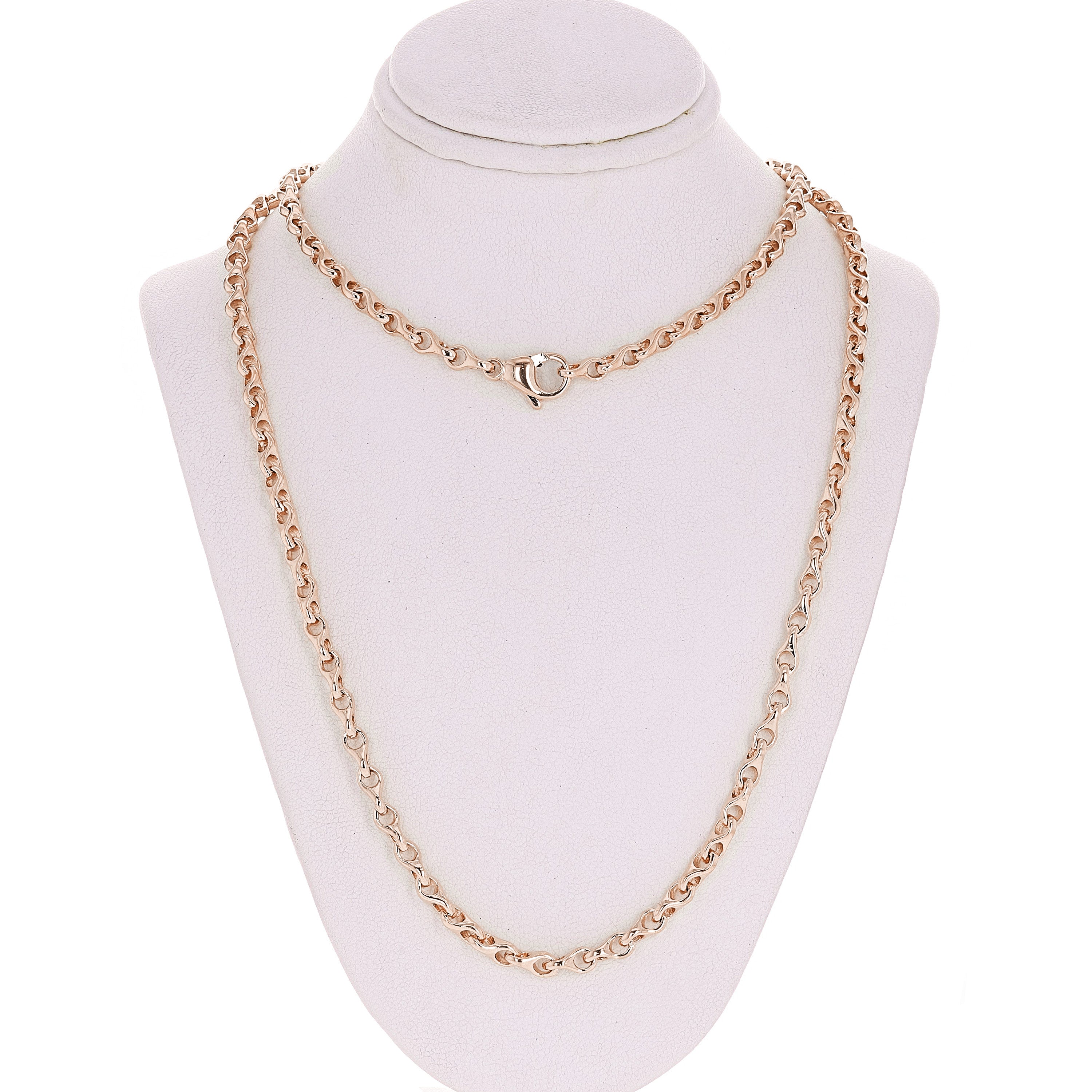 Men's 14k Rose Gold Handmade Fashion Link Necklace 30" 4mm 42.3 grams - Rose,30"