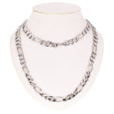 Men's 14k White Gold Figaro Chain Necklace Solid Heavy Link 20" 12mm 97.8 grams - White,20"