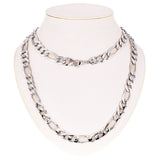 Men's 10k White Gold Figaro Chain Necklace Solid Heavy Link 20" 12mm 87.1 grams - White,20"