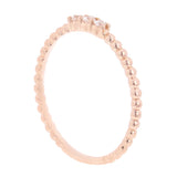 14k Rose Gold 0.09ctw Diamond 3-Stone Slim Beaded Stackable Ring Band Size 6.5 - Rose