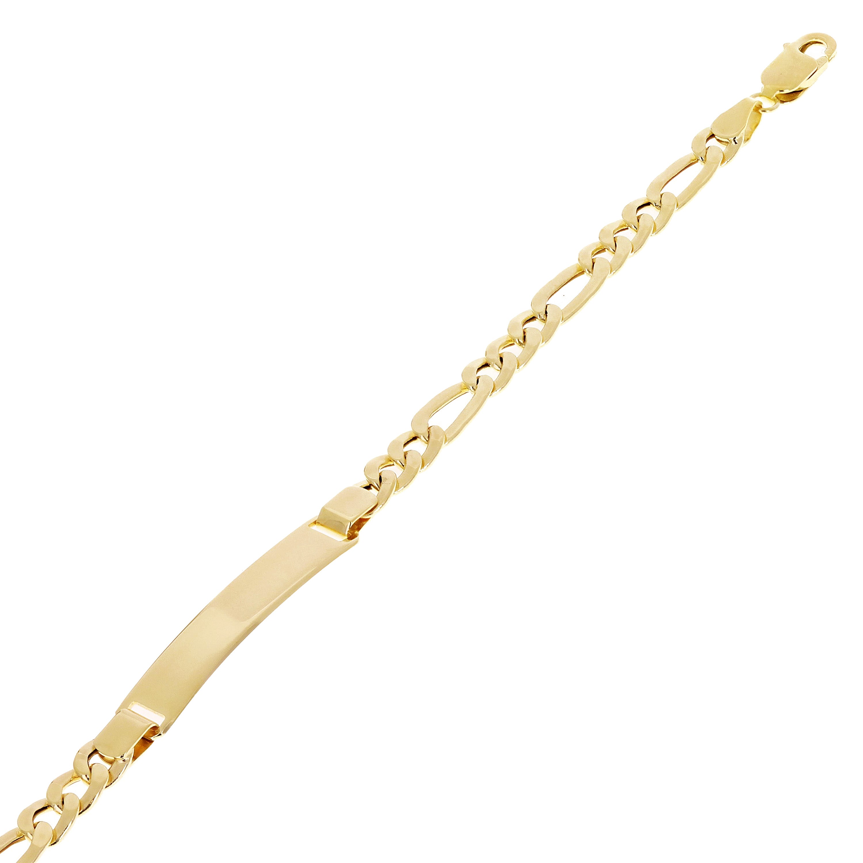 Italian 14k Yellow Gold Hollow Engravable Figaro ID Bracelet 7" 5.7mm 4.6 grams
