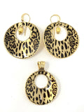 Italian 14k Yellow Gold Leopard Print Dangling Earrings & Pendant Set 21.1 grams