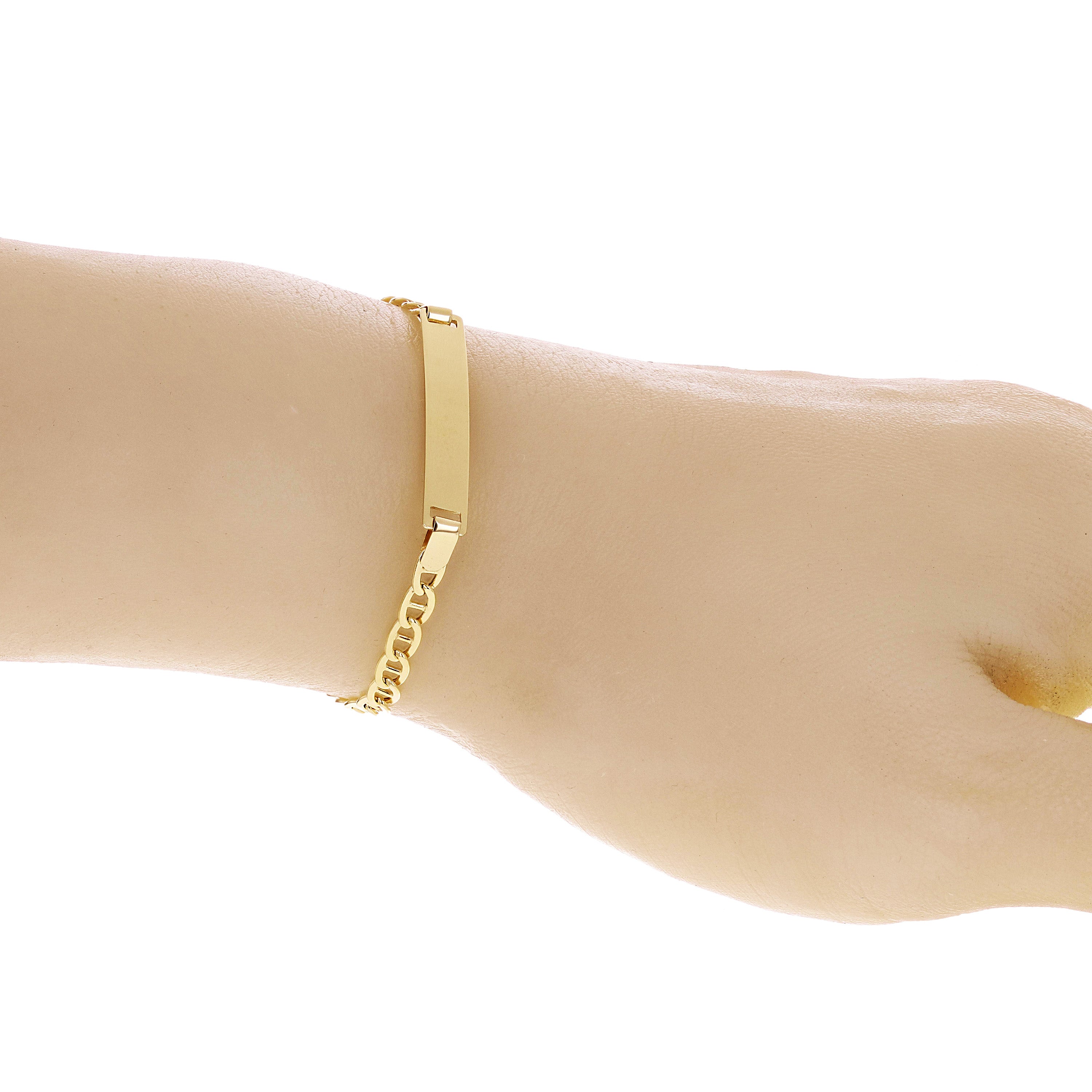 Italian 14k Yellow Gold Engravable Baby Kids Mariner ID Bracelet 5.5" 2.4 grams
