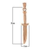 14k Rose Gold Combat Knife Charm Pendant 1.7" 4 grams - Rose