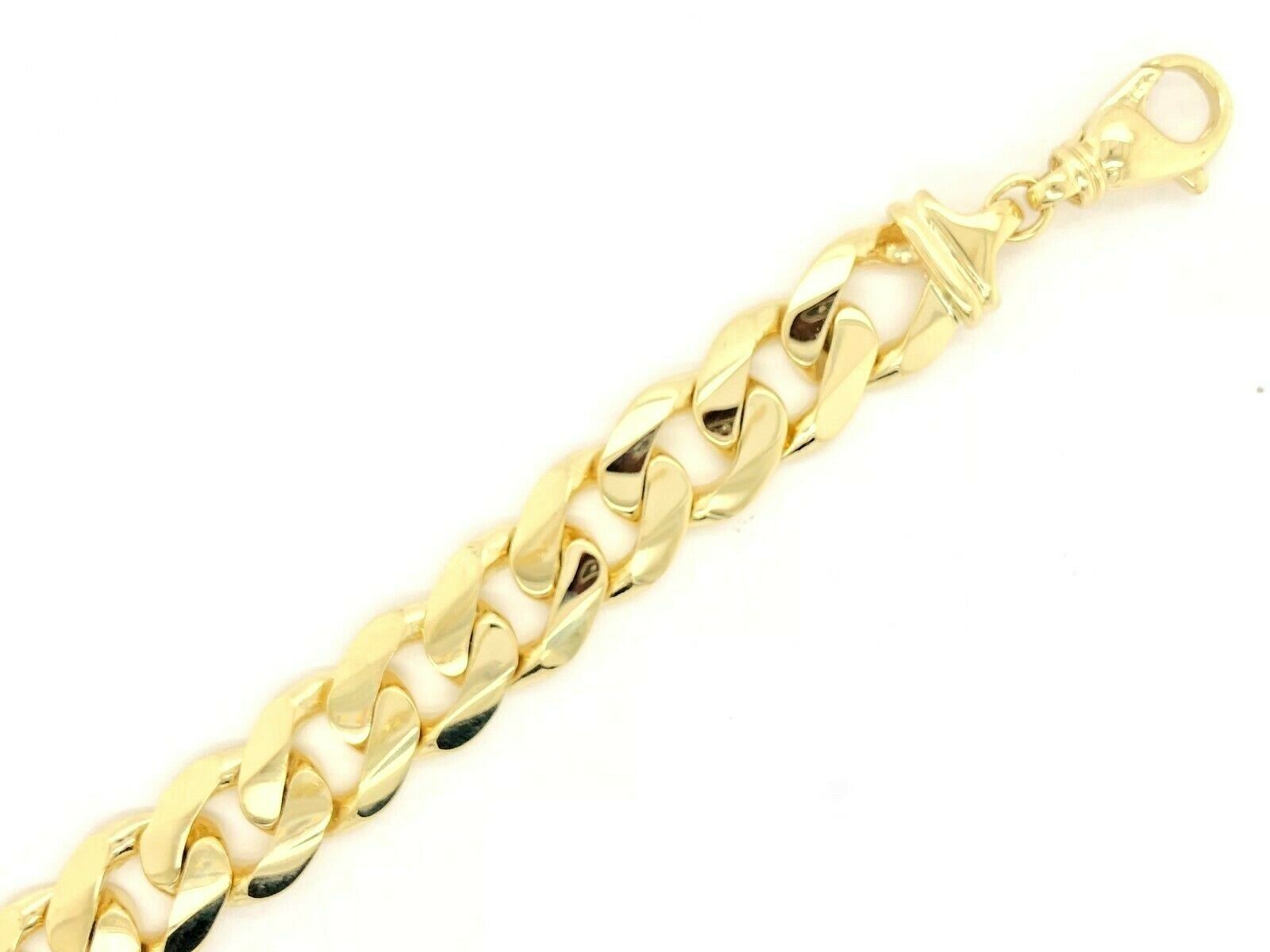 Men's 14k Yellow Gold Solid Heavy Cuban Link Chain Bracelet 8" 15.6mm 73 grams - 8"