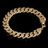 Italian 14k Yellow Gold Hollow Cuban Chain Bracelet 9.25" 13mm 26 grams - 13mm 9.25 26 grams