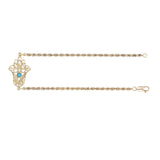 14k Yellow Gold Rope Chain Bracelet with Hamsa Hand of Fatima Charm 7" 5.2 grams - 7"